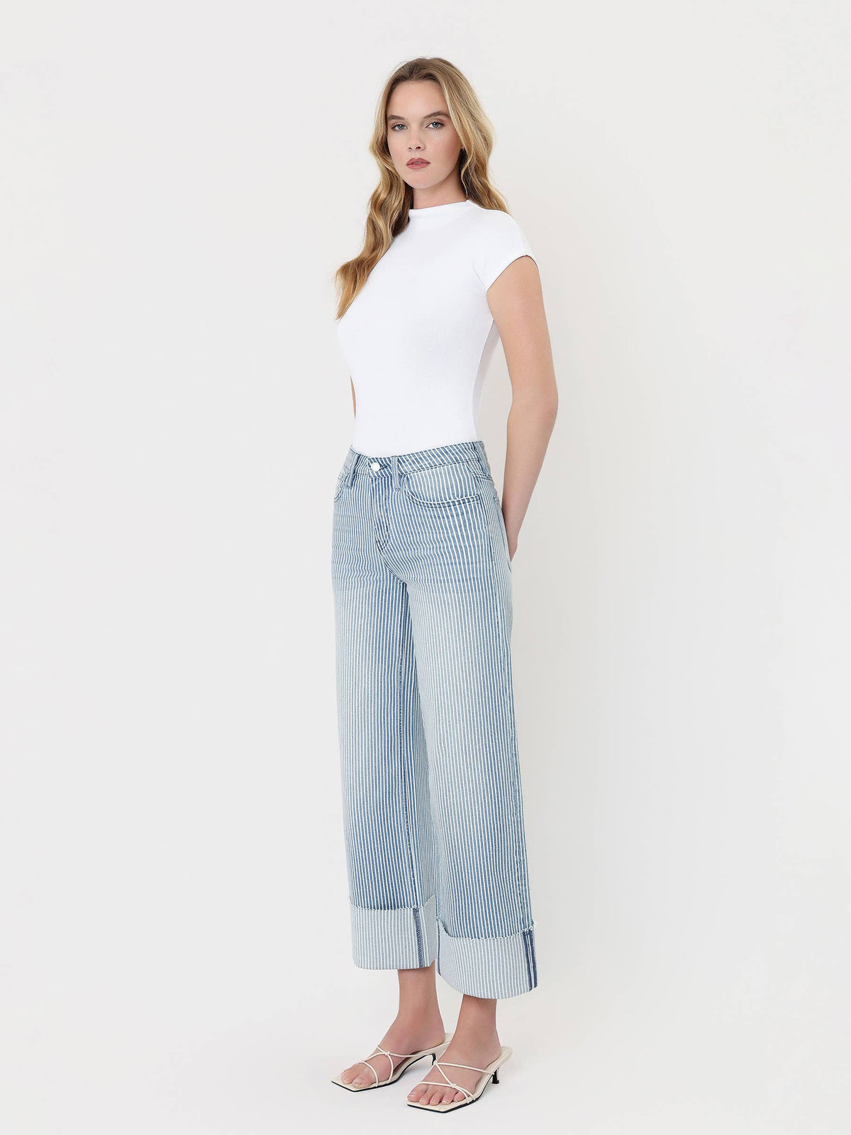 Ververt "Olive" Stripe Wide Leg Jeans