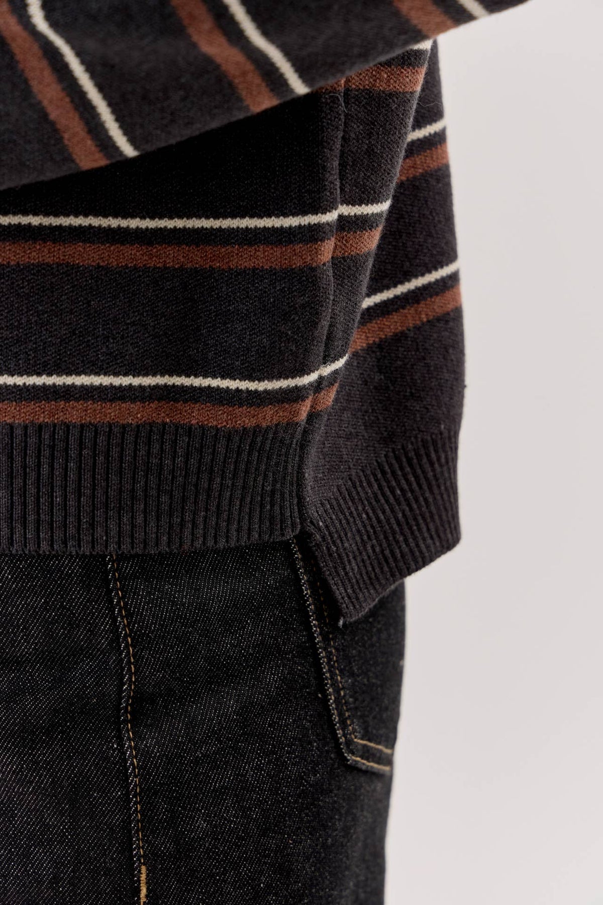 First Class Stripe Turtleneck: Charcoal