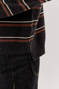 First Class Stripe Turtleneck: Charcoal