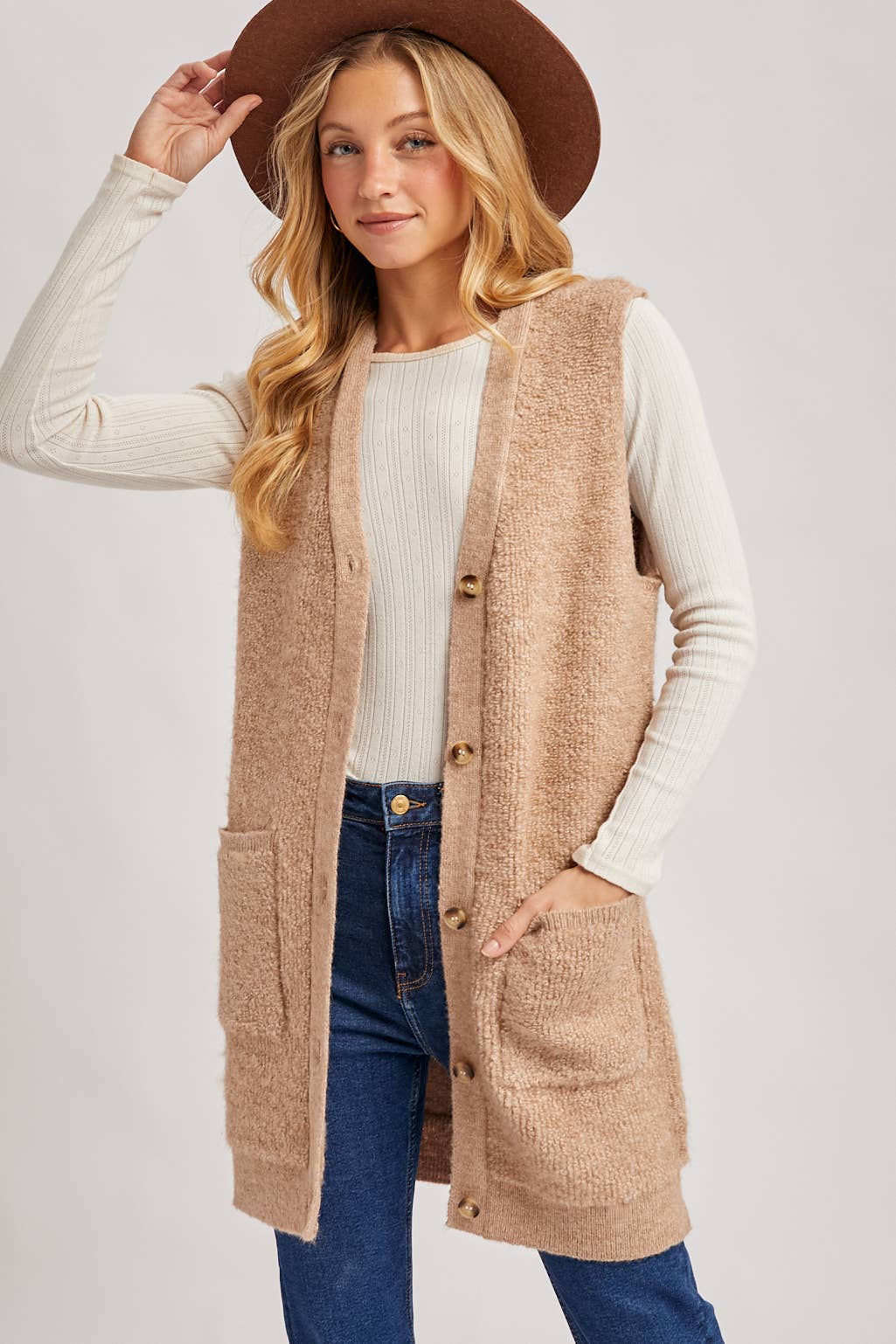 The Layering Plan Teddy Vest: Latte