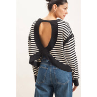 Striped Long Sleeve Top: MOCHA / S-M-L(2-2-2)
