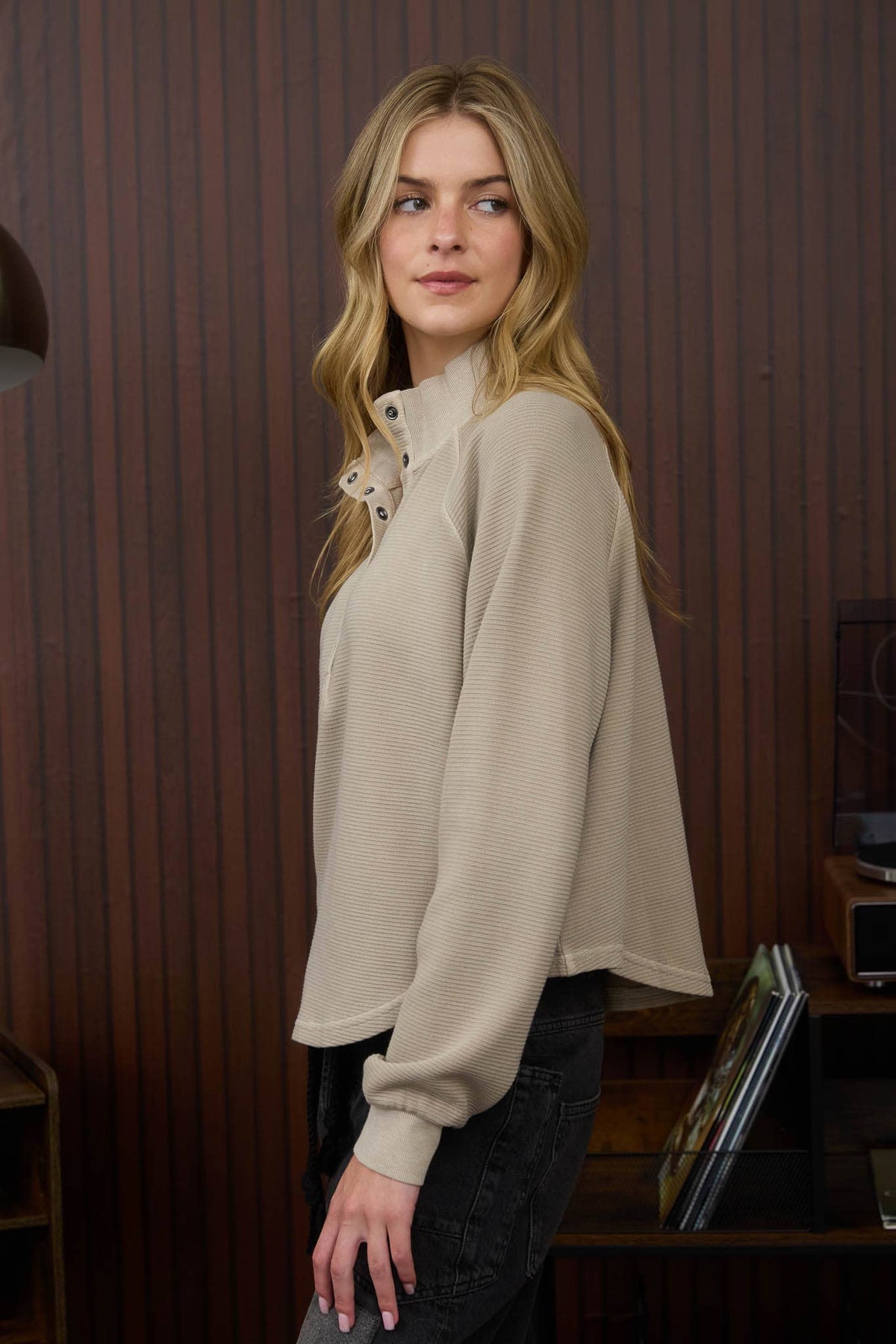 Zara Cozy Ribbed Henley Pullover Sweater – Women’s Long Sleeve Mock Neck Knit Top