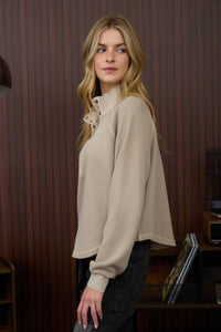 Zara Cozy Ribbed Henley Pullover Sweater – Women’s Long Sleeve Mock Neck Knit Top