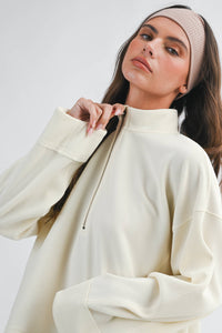 Halfway There Ribbed Pullover: Bone