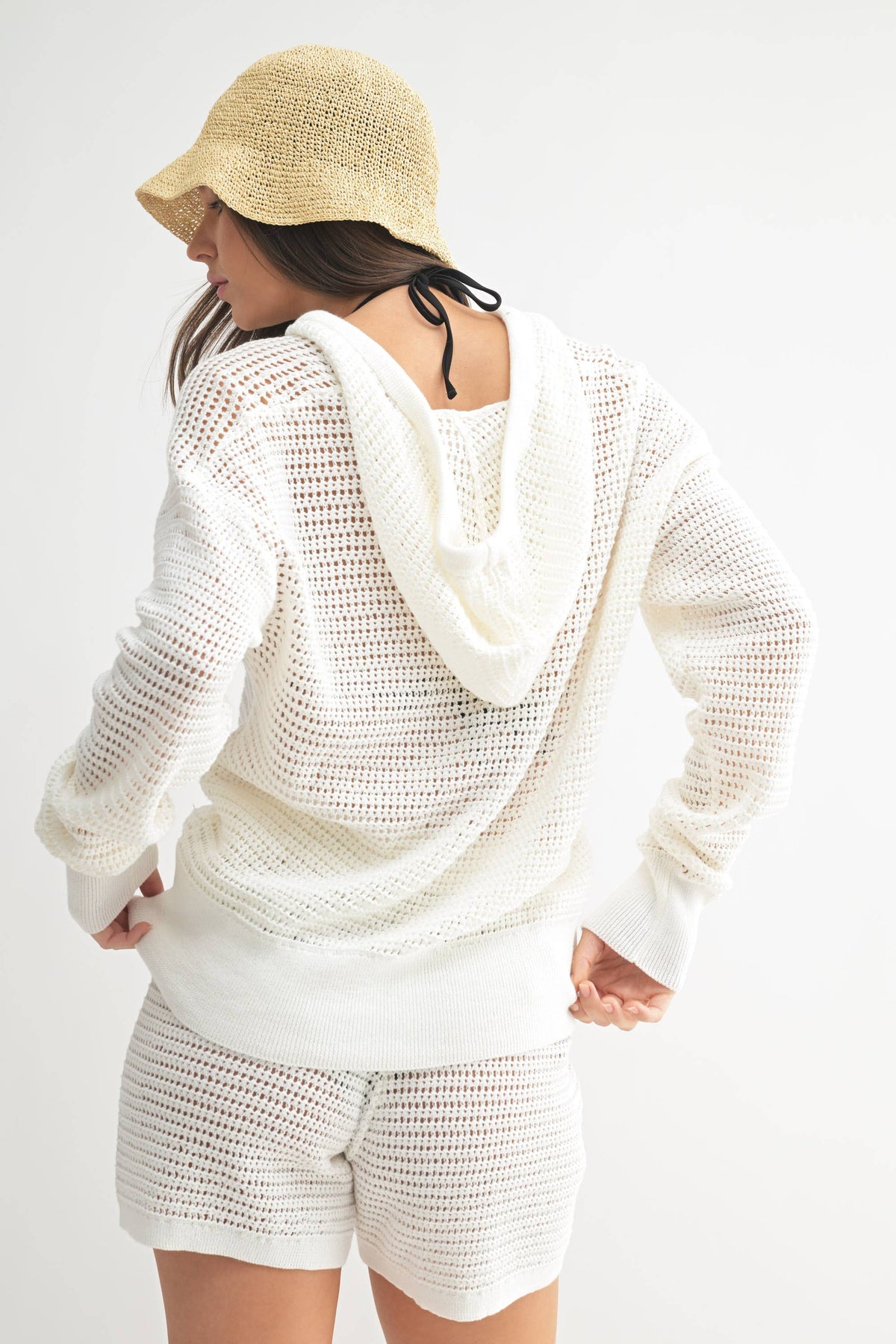 Breezy Crochet Hoodie: White