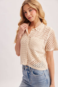 The Lillian Crochet Button Top: Natural