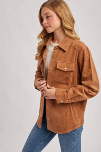 Everly Pines Corduroy Button-Down Shacket –Peacock