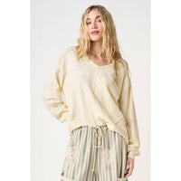 The Willow Lace Mix Top: Natural
