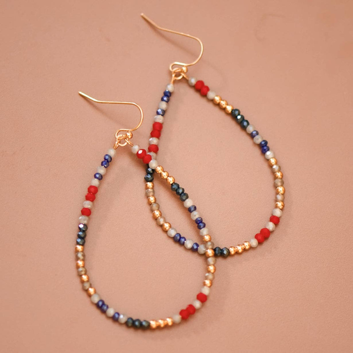 Patriotic Beaded Teardrop Earrings