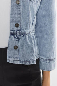 Maggie Peplum Denim Jacket | Classic Fit Light Stone Wash