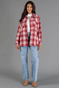 The Friday Night Plaid Shacket: Red/White