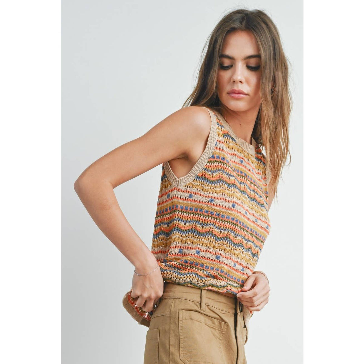 Sunset Stripe Sweater Tank