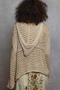 The Liberty Stitch Hoodie Sweater: BeigeAmerican Flag V-Neck Hoodie Sweater – Cotton Long Sleeve Lightweight Knit Top