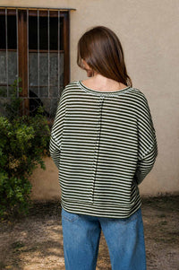 Crossroads Stripe Knit Top: Olive