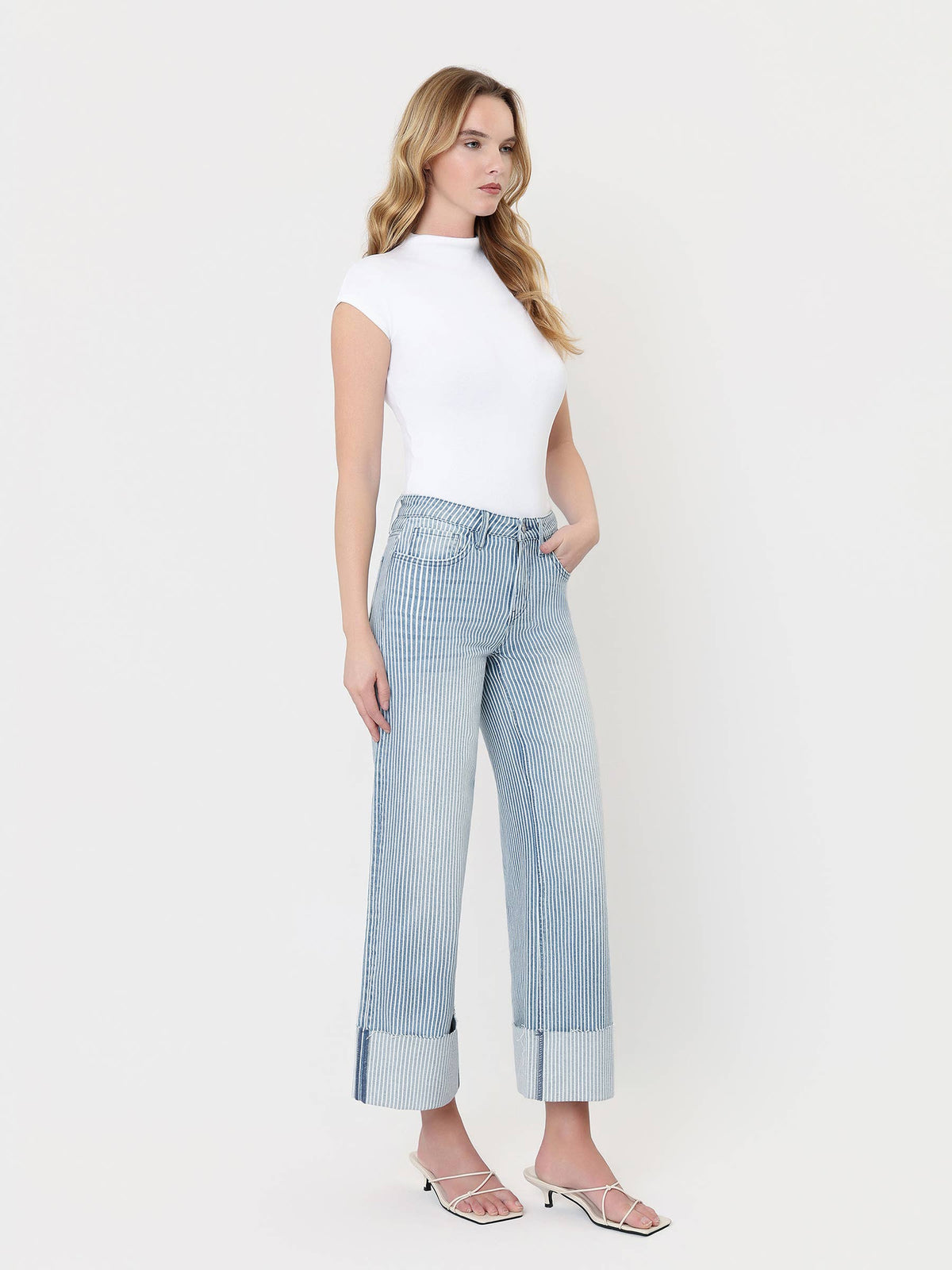 Ververt "Olive" Stripe Wide Leg Jeans