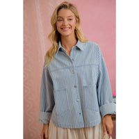 Blue Skies Ahead Striped Shacket