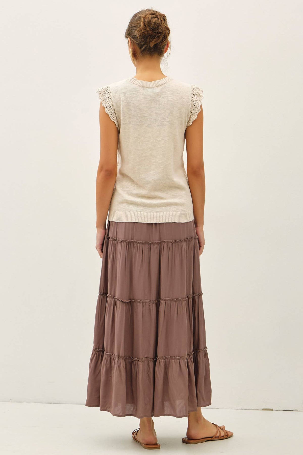 The Millie Crochet Trim Tank: Natural