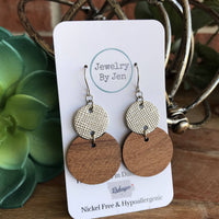 Abilene Leather & Wood Drop Earrings – Western Boho Statement Jewelry