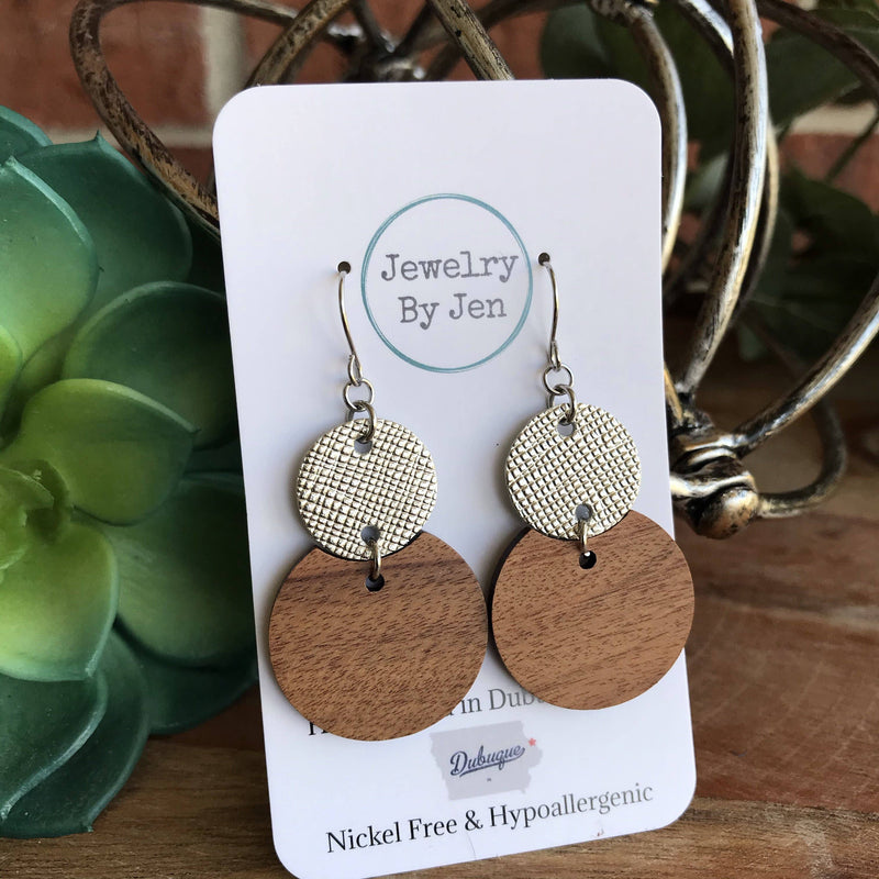 Abilene Leather & Wood Drop Earrings – Western Boho Statement Jewelry