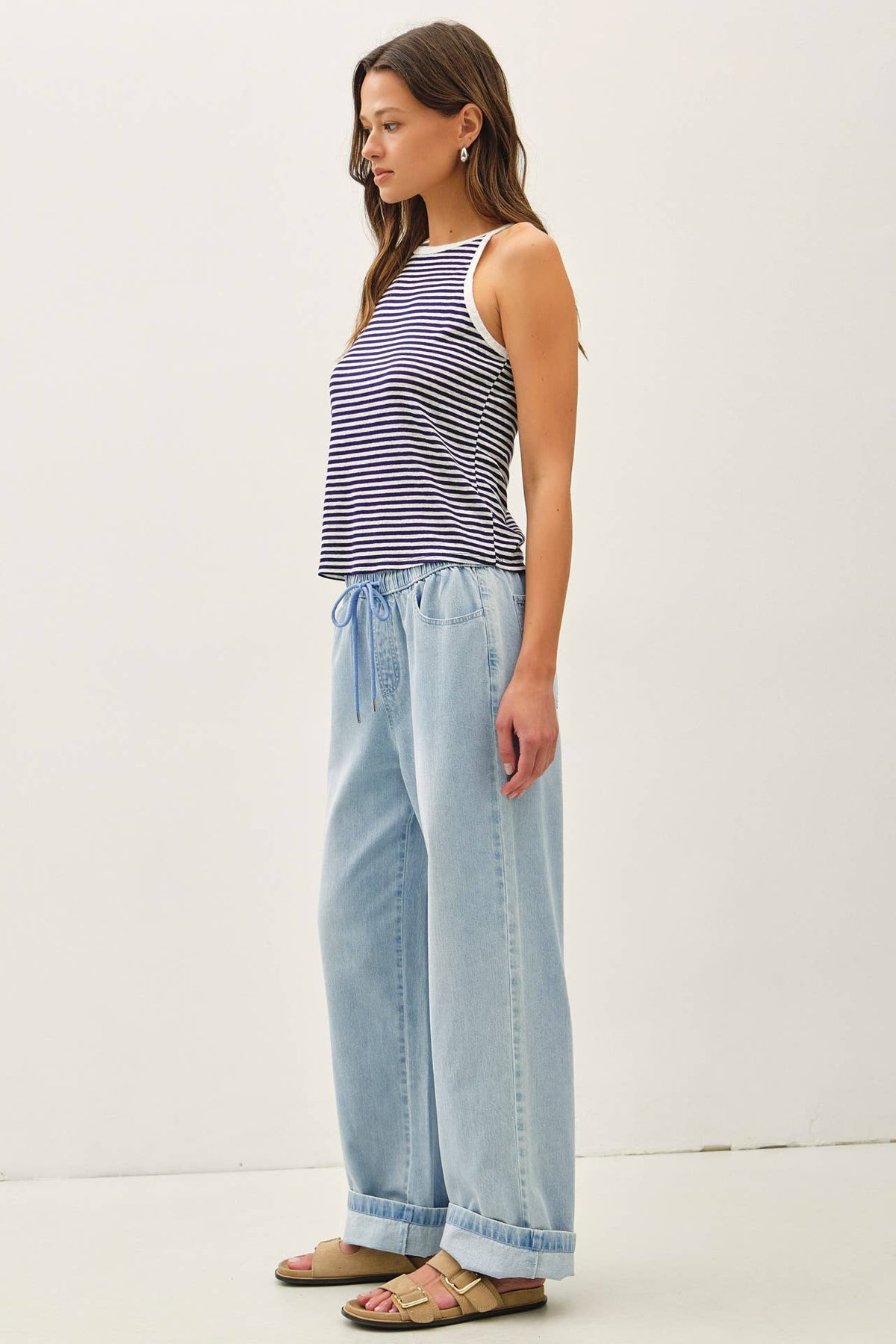 The Hadley Denim Look Lounge Pants – Wide Leg Pull On Cotton Pants