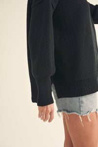The Ina Slouch Knit Pullover – Exposed Seam Oversized Sweater (Black • Pearl • Olive)
