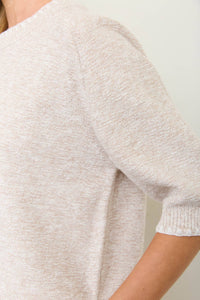 The Marlow Heathered Wool Blend Short Sleeve Sweater: Natural
