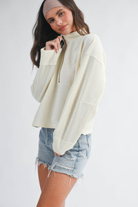 Halfway There Ribbed Pullover: Bone