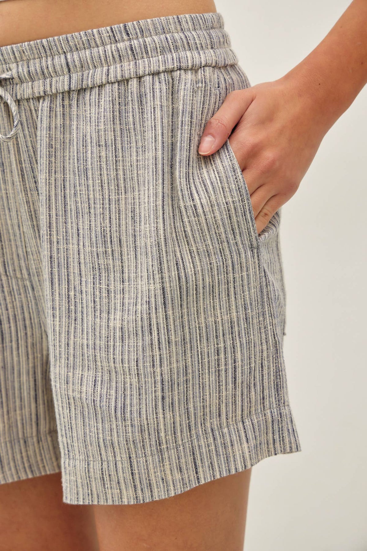 The Maris Striped Linen Blend Shorts – Drawstring Elastic Waist Lightweight Shorts