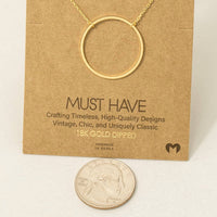 Everleigh  Gold Dipped Circle Pendant Necklace – Minimalist Brass Statement Jewelry