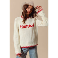 Making Spirits Bright Merry Sweater: Ivory/ Red
