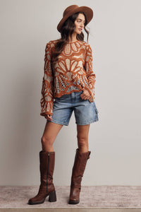 Camille Floral Crochet Knit Sweater