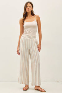 The Indie Cotton Gauze Palazzo Pants – High Rise Smocked Wide Leg Crop Pants