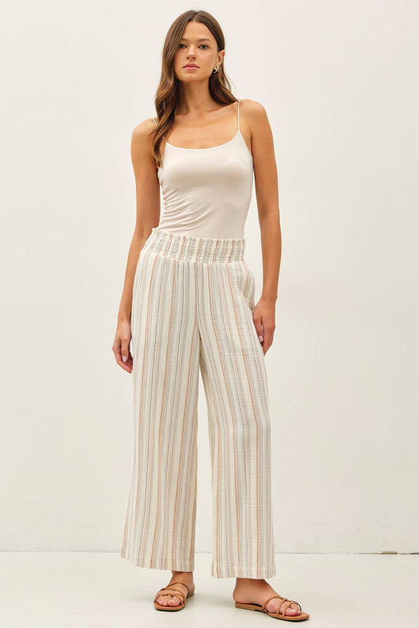 The Indie Cotton Gauze Palazzo Pants – High Rise Smocked Wide Leg Crop Pants