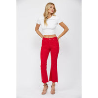 Mica DenimFriday Night Lights High Rise Ankle Flare: Wisco Red