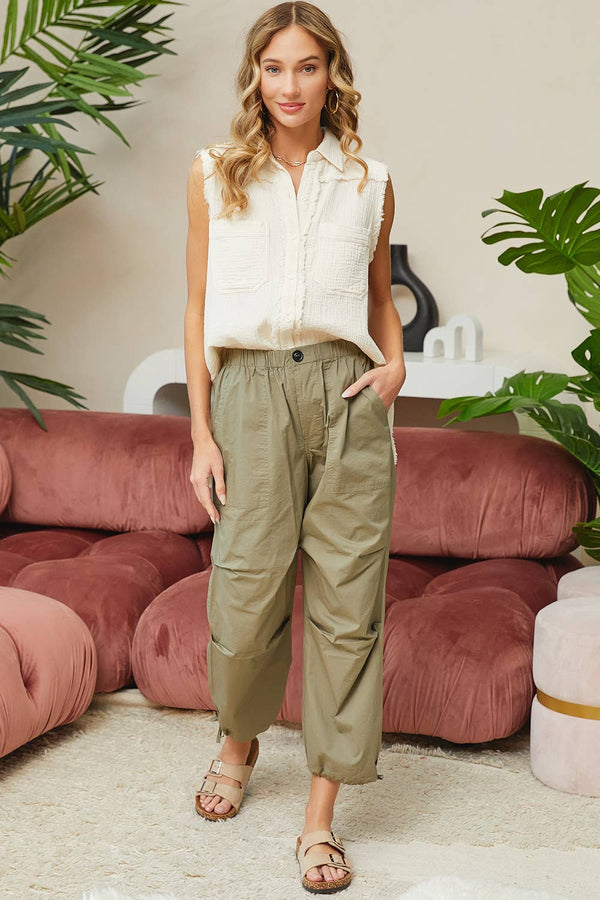 The Aspen Utility Parachute Pants: Olive