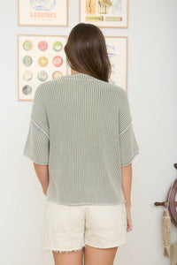The Fallon Washed Raw Edge Sweater – Relaxed Drop Shoulder Knit Pullover