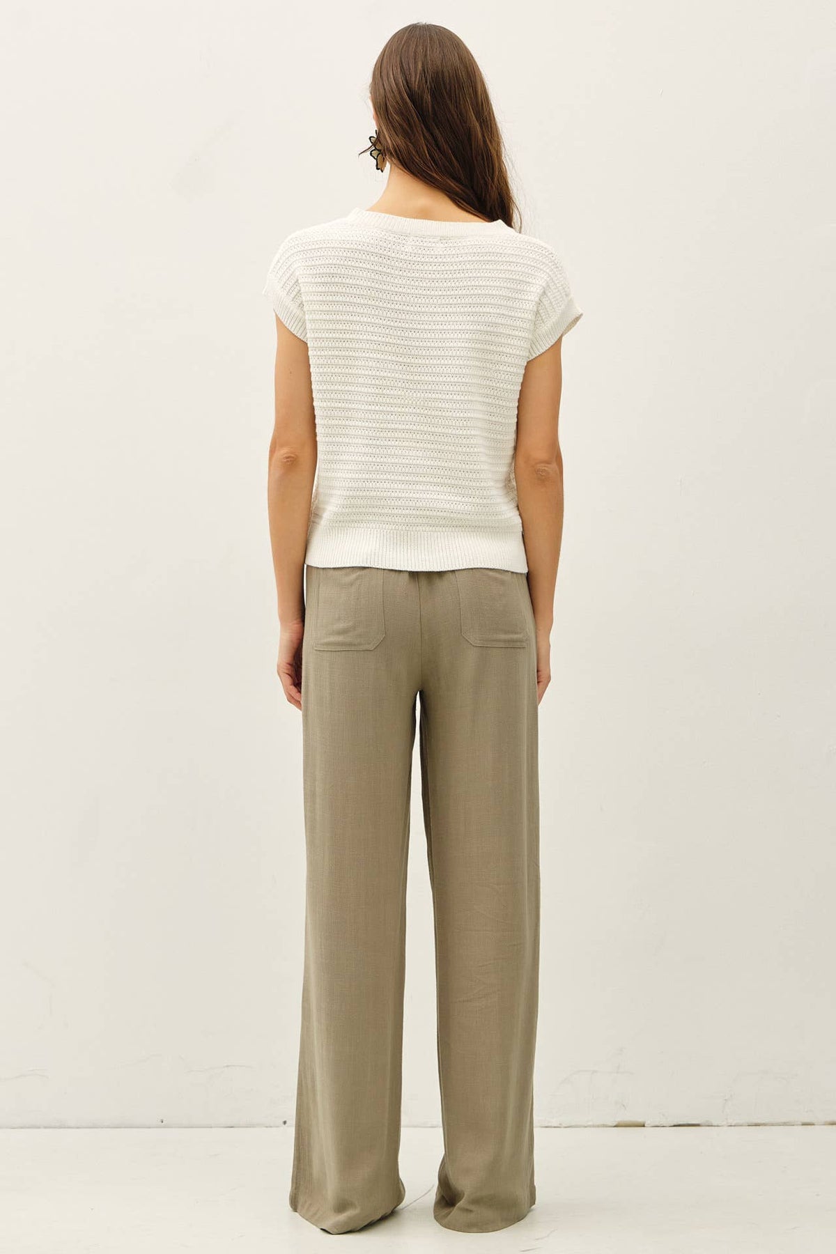 The Tessa Textured Knit Top: Off White