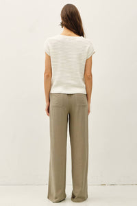 The Tessa Textured Knit Top: Off White