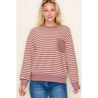Staccato Sugarplum Striped Pocket Sweatshirt – Brushed Knit Holiday Pullover | Northern Belle Boutique