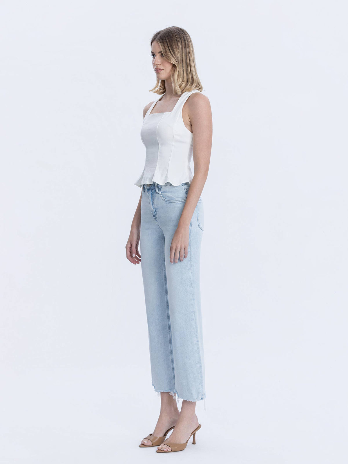 Vervet by Flying Monkey Aileeah High Rise Slim Wide Leg Jean: Light Wash