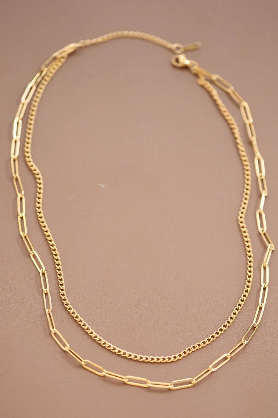 The Sterling Layered Paperclip Chain Necklace – 18K Gold Dipped Waterproof Stainless Steel Necklace