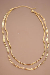 The Sterling Layered Paperclip Chain Necklace – 18K Gold Dipped Waterproof Stainless Steel Necklace