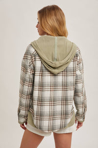 Aspen Hooded Plaid Shacket – Fall  Button-Down Jacket
