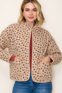 Eloise Ditsy Floral Quilted Jacket – Button Front Cotton Layer with Pockets