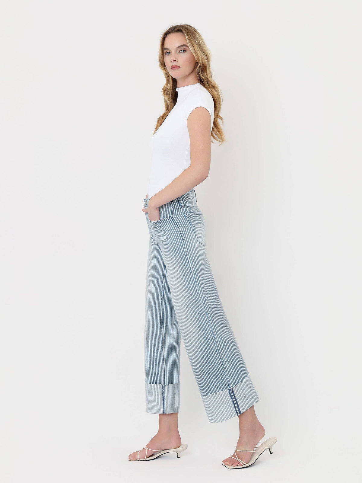 Ververt "Olive" Stripe Wide Leg Jeans