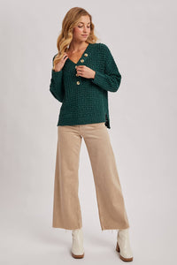 THERMAL HENELY SWEATER TOP: BEIGE / M/L