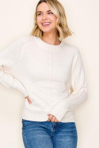The Jolene Center Seam Sweater – Winter Cream
