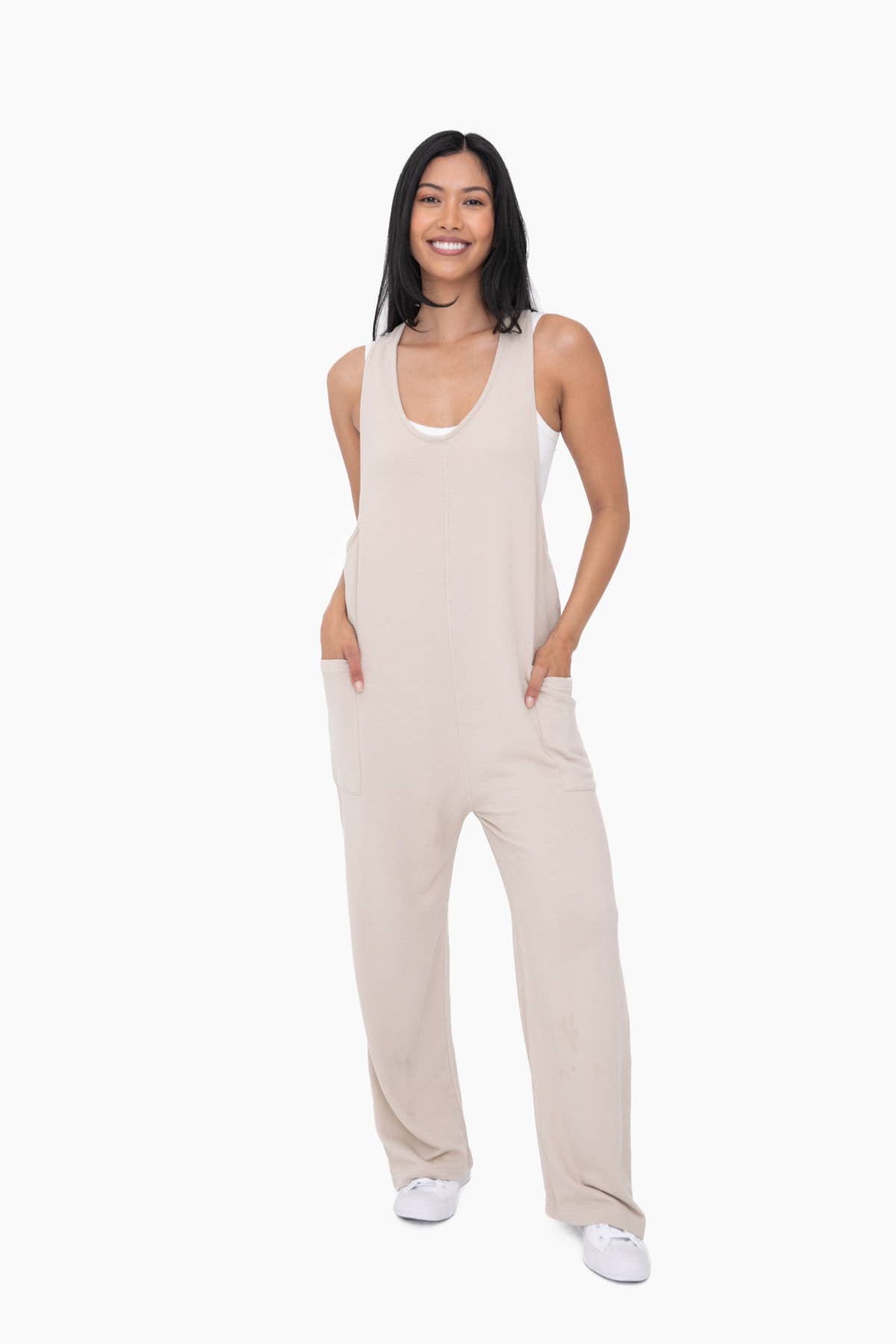 Alex Mineral-Washed Lounge Jumpsuit: NATURAL