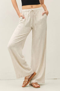 The Sloane Linen Blend Wide Leg Pants – Drawstring Relaxed Fit Full Length Pants
