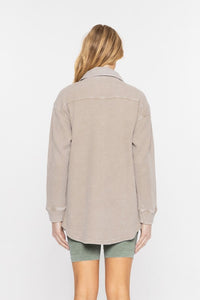 Holli Waffle Knit Mineral Washed Shacket: Smoky Taupe